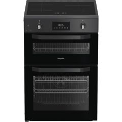 Hotpoint HDE6IDC2SA 60cm Freestanding Electric Double Cooker with Induction Hob