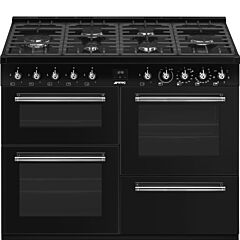Smeg CX113GMBL 110cm Dual Fuel Range Cooker - Black