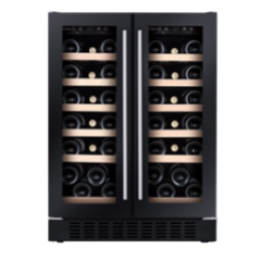 CDA CFWC624BL 60cm Freestanding/Undercounter Double Door Wine Cooler