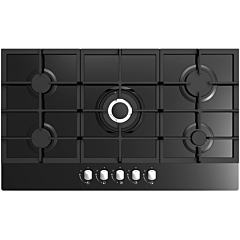 Cata UBGOG901BK 90cm 5 Burner Gas on Glass Hob Black Including Triple Ring Burner Rotary Controls 11