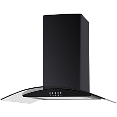 Cata UBSCG60BK 60cm Curved Glass Hood Black 3 Fan Speeds Push Button Control 308m3/h Max Airflow 64d