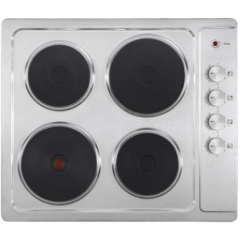 Cata UBSPH60KCR 60cm 4 Zone Solid Plate Hob Stainless Steel Rotary Controls On Right Hand Side 5.5kW