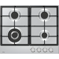 CDA HPG6200SS 60Cm 4 Burner Gas Hob - With Front Controls And Front Left Wok Burner