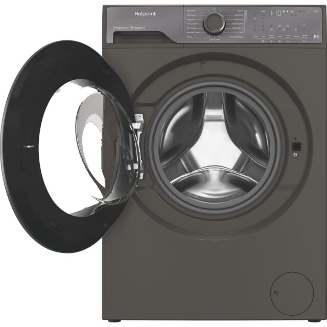 Hotpoint HB123WGCAREUK Fabric Care Freestanding 12kg 1400rpm Washing Machine with HomeWhiz - Manhattan Grey