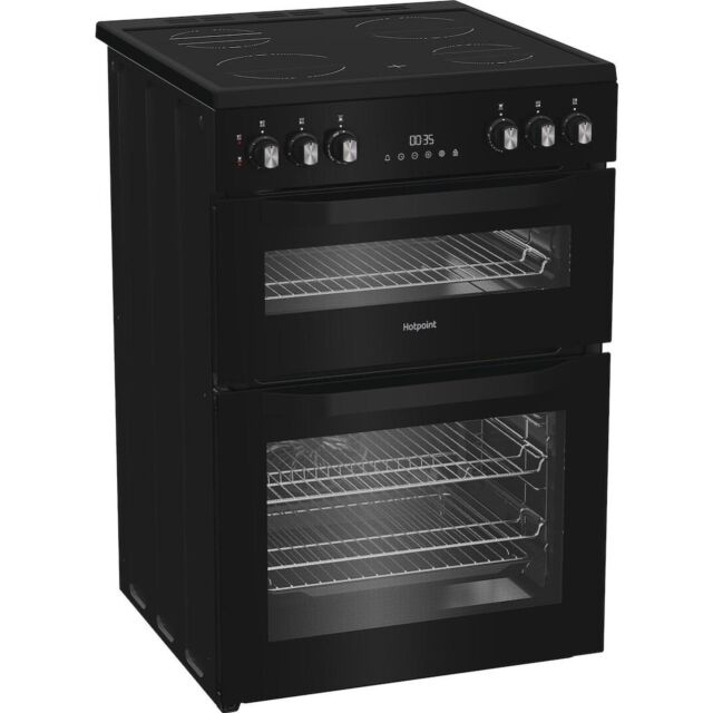Hotpoint HDE6VDB1 60cm Freestanding Electric Double Oven Cooker with Multiflow