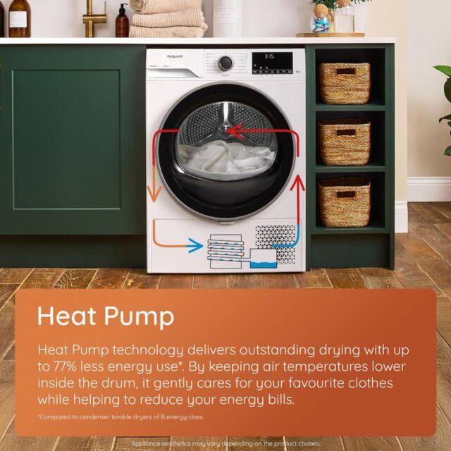 Hotpoint CHSD83MBBUK Freestanding 8kg Heat Pump Tumble Dryer with ColdGuard - Black
