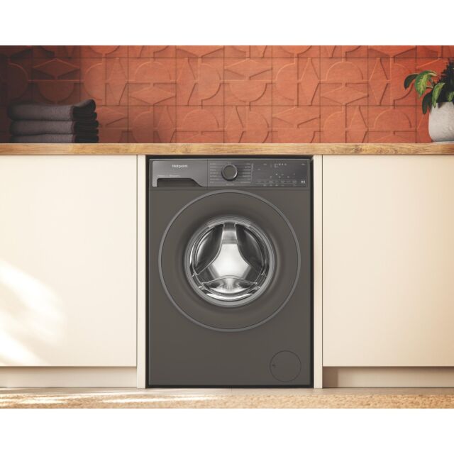 Hotpoint HB103WGCAREUK Fabric Care Freestanding 10kg 1400rpm Washing Machine with HomeWhiz - Manhattan Grey