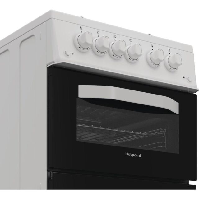 Hotpoint HTG5GCW Freestanding 50cm Gas Double Cooker - White