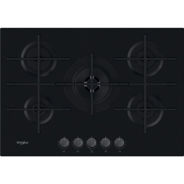 Whirlpool GOWL 758/NB W Collection Hob 5 Burners Gas on Glass 75cm - Black