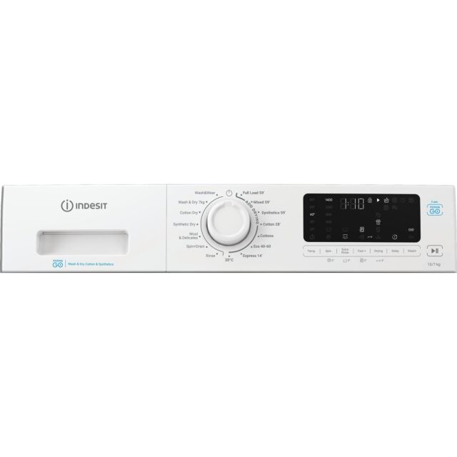 Indesit IDP10747PUSHGOUK 10kg Wash 7kg Dry 1400rpm Freestanding Washer Dryer with Steam - White