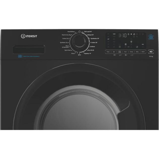 Indesit IDP9646BPUSHGOUK 9kg Wash 6kg Dry Push&Go Washer Dryer with Steam - Black