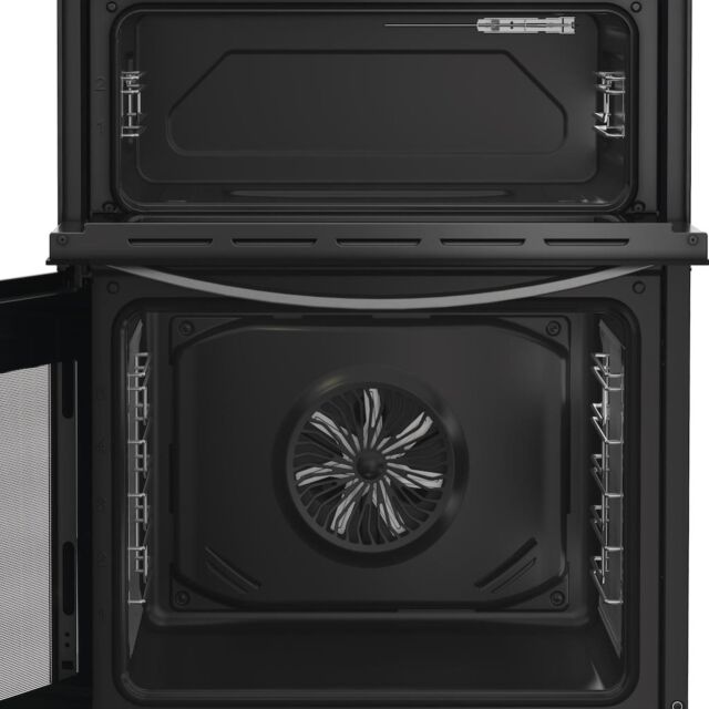 Indesit IDE6VDCS1 60cm Electric Double Cooker with Ceramic Hob - Silver