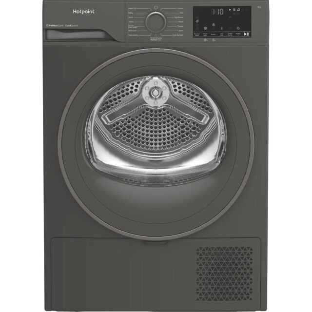 Hotpoint CHSD84MGGUK Freestanding 8kg Heat Pump Tumble Dryer with ColdGuard - Manhattan Gray