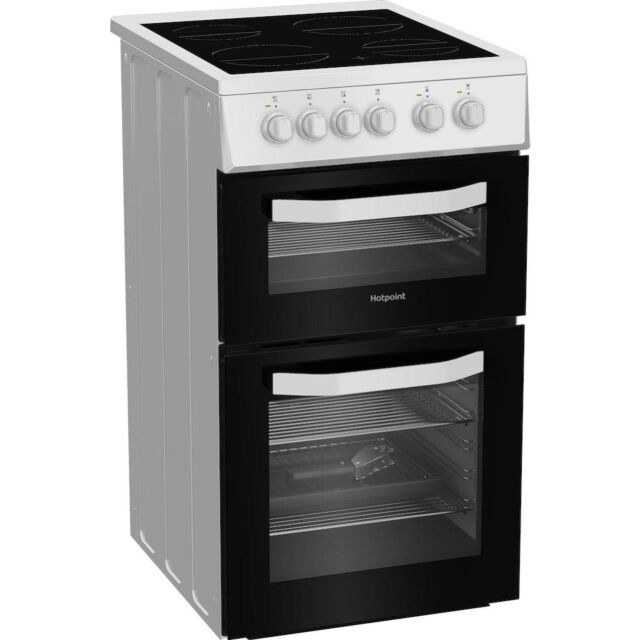 Hotpoint HTE5VCW 50cm Electric Cooker with Ceramic Hob - White