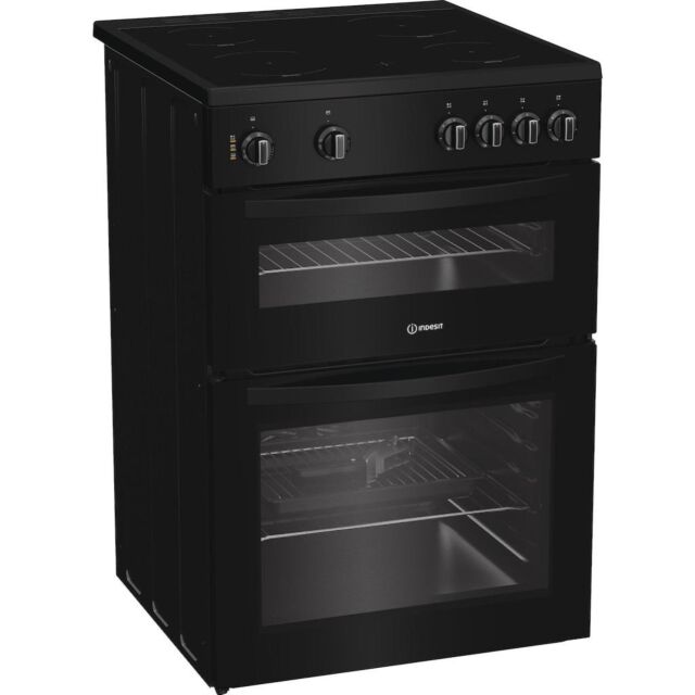 Indesit IDE6VMB 60cm Electric Cooker with Ceramic Hob - Black