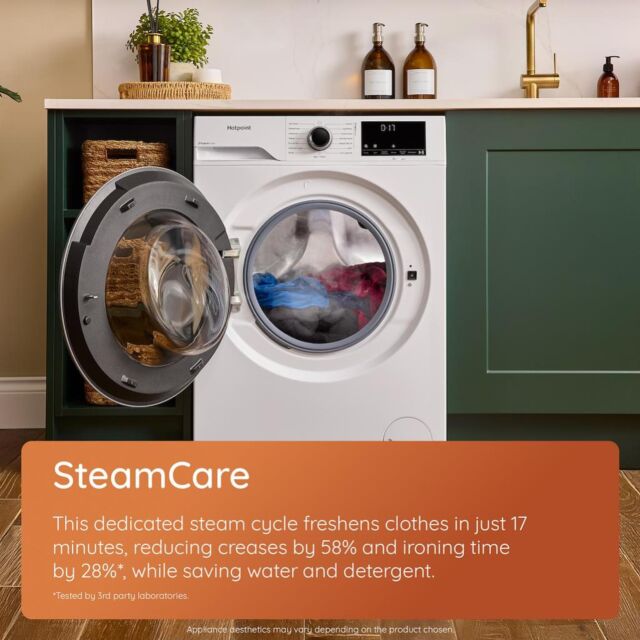 Hotpoint HB123WWCAREUK Fabric Care Freestanding 12kg 1400rpm Washing Machine with HomeWhiz - White