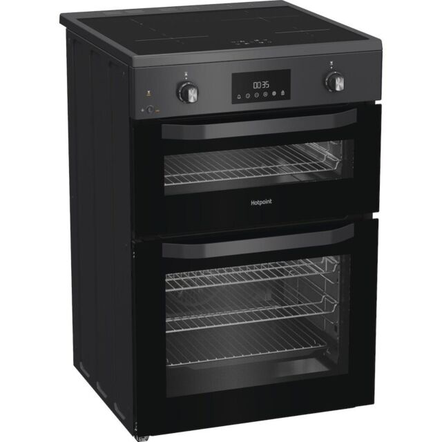 Hotpoint HDE6IDC2SA 60cm Freestanding Electric Double Cooker with Induction Hob