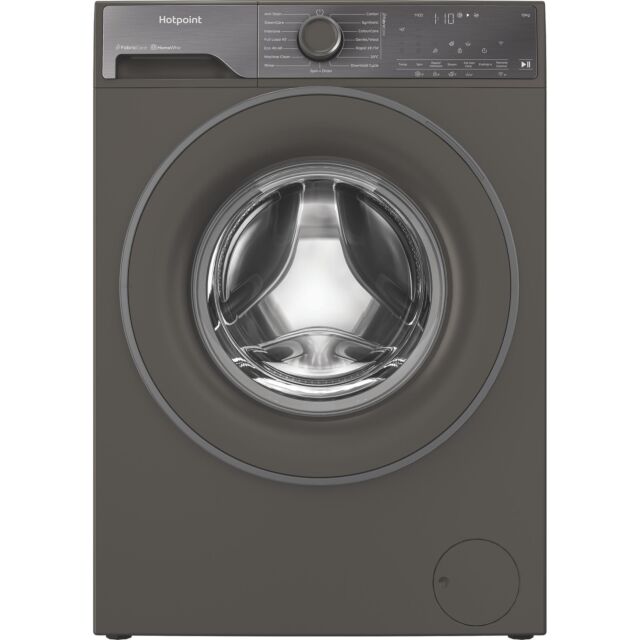 Hotpoint HB123WGCAREUK Fabric Care Freestanding 12kg 1400rpm Washing Machine with HomeWhiz - Manhattan Grey