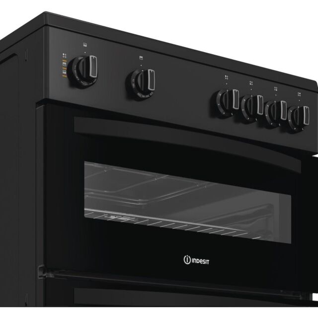 Indesit IDE6VMB 60cm Electric Cooker with Ceramic Hob - Black