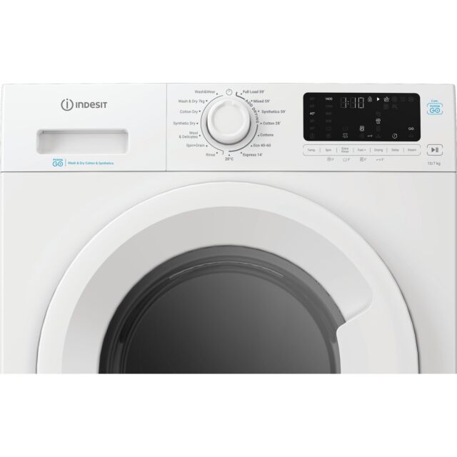 Indesit IDP10747PUSHGOUK 10kg Wash 7kg Dry 1400rpm Freestanding Washer Dryer with Steam - White