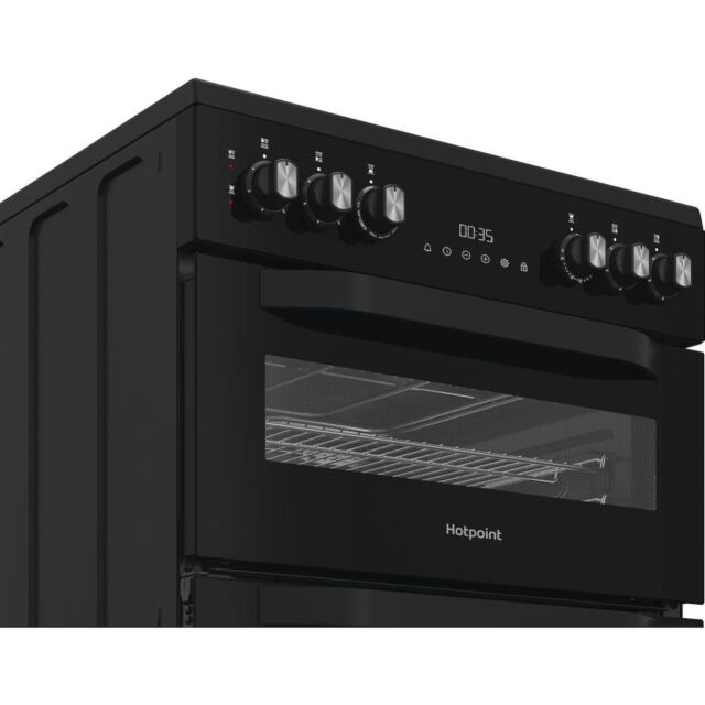 Hotpoint HDE6VDB1 60cm Freestanding Electric Double Oven Cooker with Multiflow