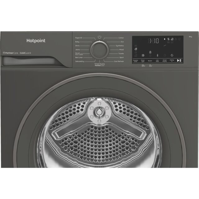 Hotpoint CHSD84MGGUK Freestanding 8kg Heat Pump Tumble Dryer with ColdGuard - Manhattan Gray
