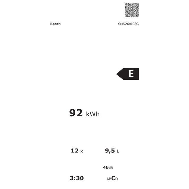 Bosch SMS26AI08G, Free-standing dishwasher