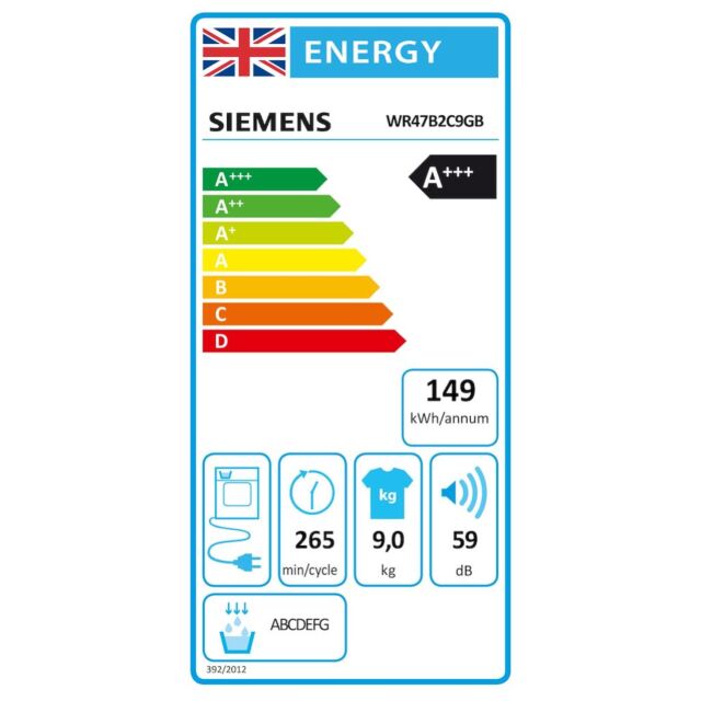 Siemens WR47B2C9GB, Heat pump tumble dryer