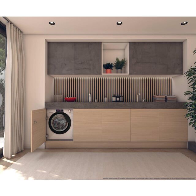 Hoover HBWS 484DMBW5-80 Integrated 8kg Washing Machine - 1400 rpm - A Energy Rating - White with Black Door