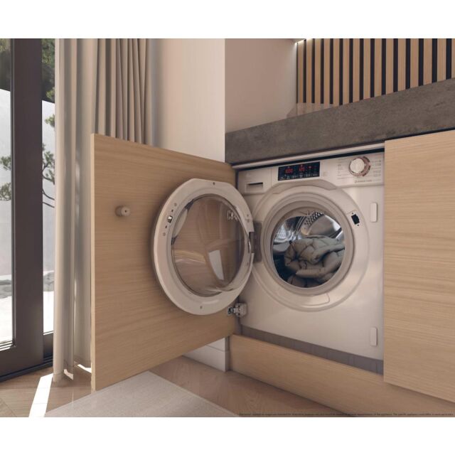 Hoover HBDS 4854DMB5-80 Integrated 8+5kg Washer Dryer - 1400 rpm - A/D Energy Rating - White with Black Door