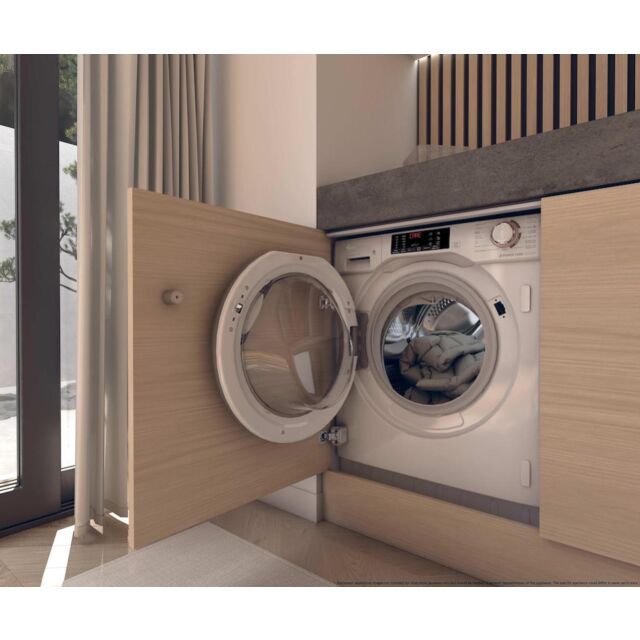 Hoover HBDS 4954DMS5-80 Integrated 9+5kg Washer Dryer - 1400 rpm - A/D Energy Rating - White with Silver Door
