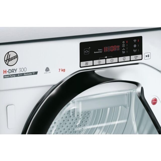Hoover BATD H7A2TCE-80 H-DRY 300 PRO Integrated 7kg Heat Pump Tumble Dryer - A++ Energy Rated - White & Chrome