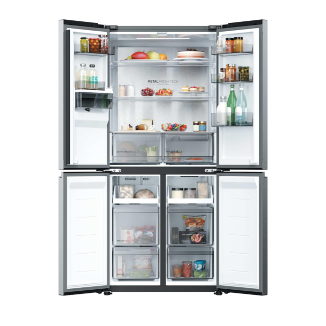 Haier HCR58S18CWMM Rise Cube 523L Side-by-Side American Fridge Freezer - Silver - C Rated