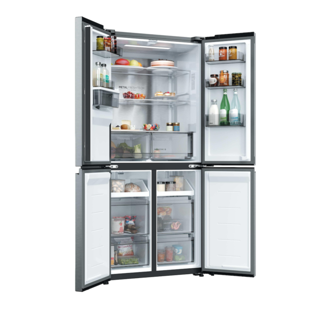 Haier HCR58S18CWMM Rise Cube 523L Side-by-Side American Fridge Freezer - Silver - C Rated