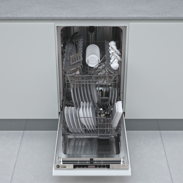Hoover HDIH 2T1047-80 Built In 45cm 10 Place Dishwasher with E Energy Rating - Black