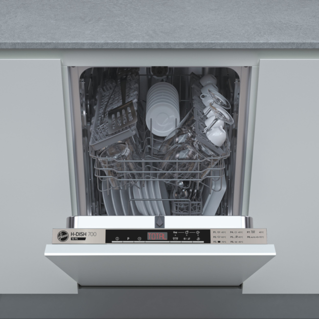 Hoover HDIH 2T1047-80 Built In 45cm 10 Place Dishwasher with E Energy Rating - Black