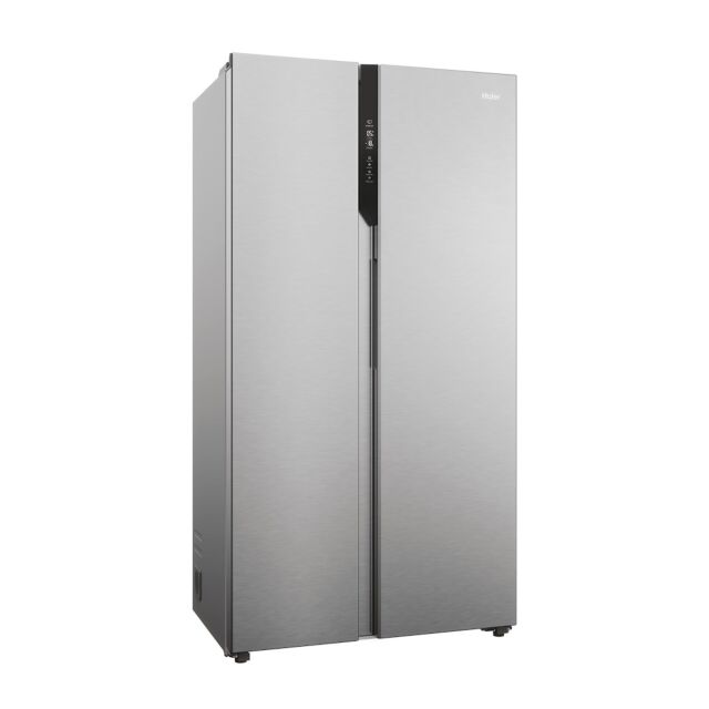 Haier HSR5918DNMP 90cm American Style Side-by-Side Fridge Freezer - Platinum Inox