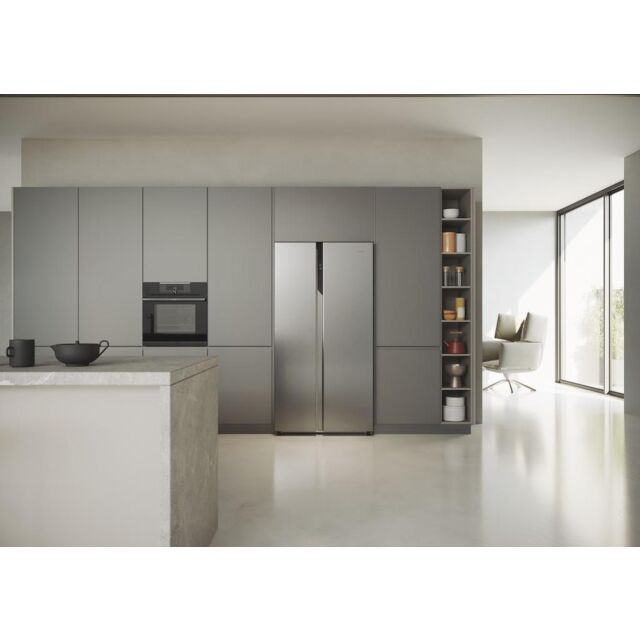 Haier HSR5918DNMP 90cm American Style Side-by-Side Fridge Freezer - Platinum Inox