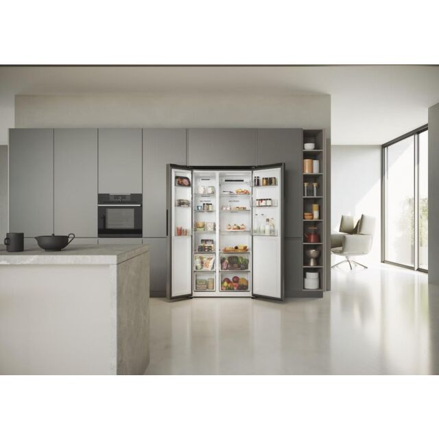 Haier HSR5918DNMP 90cm American Style Side-by-Side Fridge Freezer - Platinum Inox