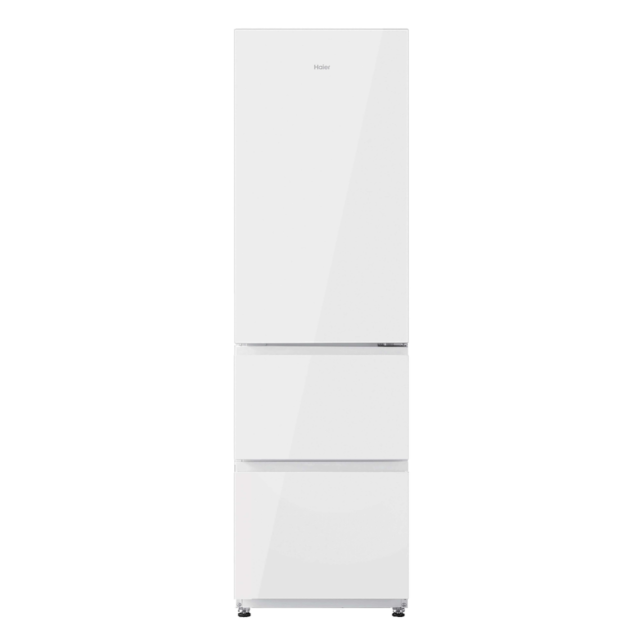 Haier HTR3518DNGWK 3D 55 Series 3 Freestanding Fridge Freezer - White Glass - D Rated