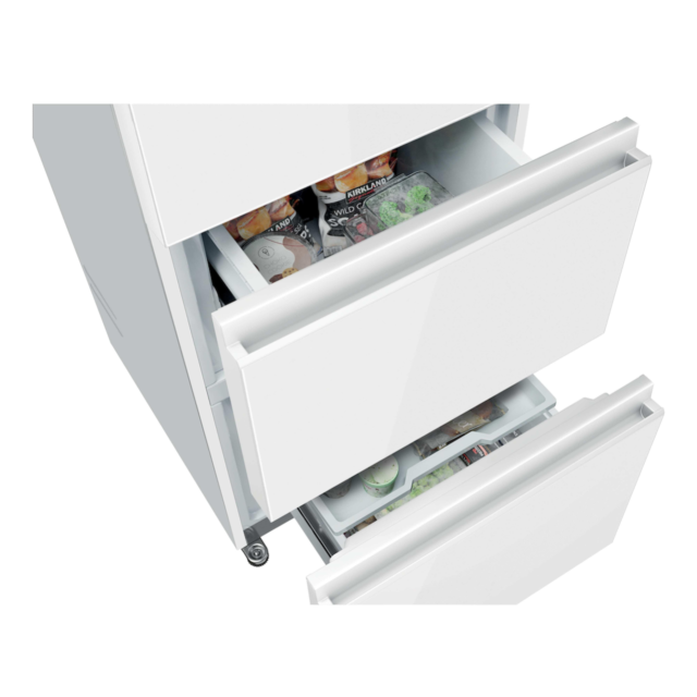 Haier HTR3518DNGWK 3D 55 Series 3 Freestanding Fridge Freezer - White Glass - D Rated