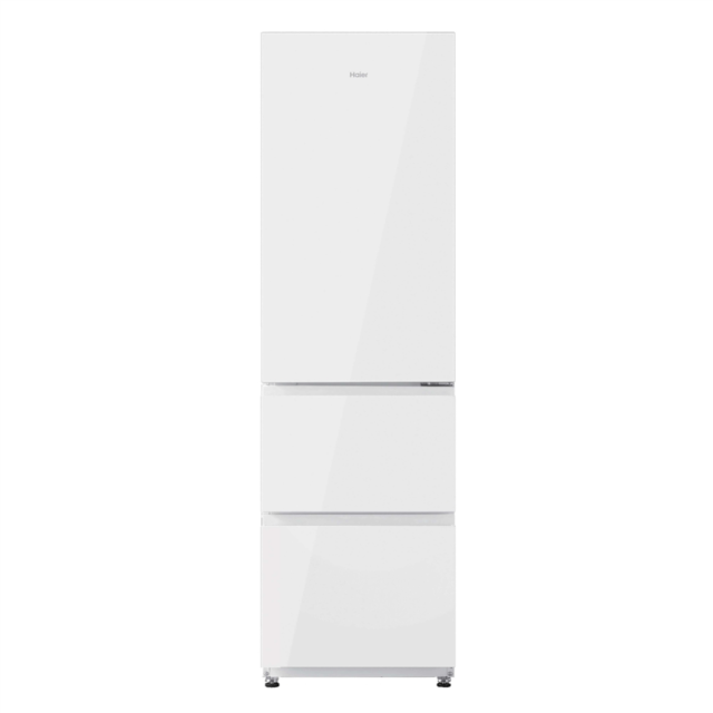 Haier HTR3518DNGWK 3D 55 Series 3 Freestanding Fridge Freezer - White Glass - D Rated