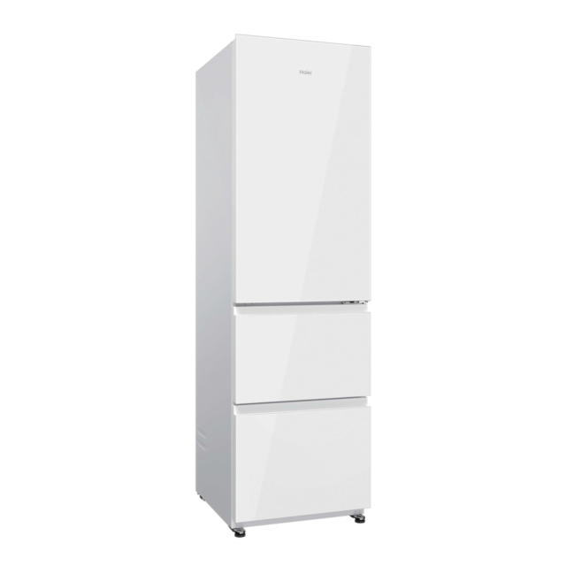 Haier HTR3518DNGWK 3D 55 Series 3 Freestanding Fridge Freezer - White Glass - D Rated