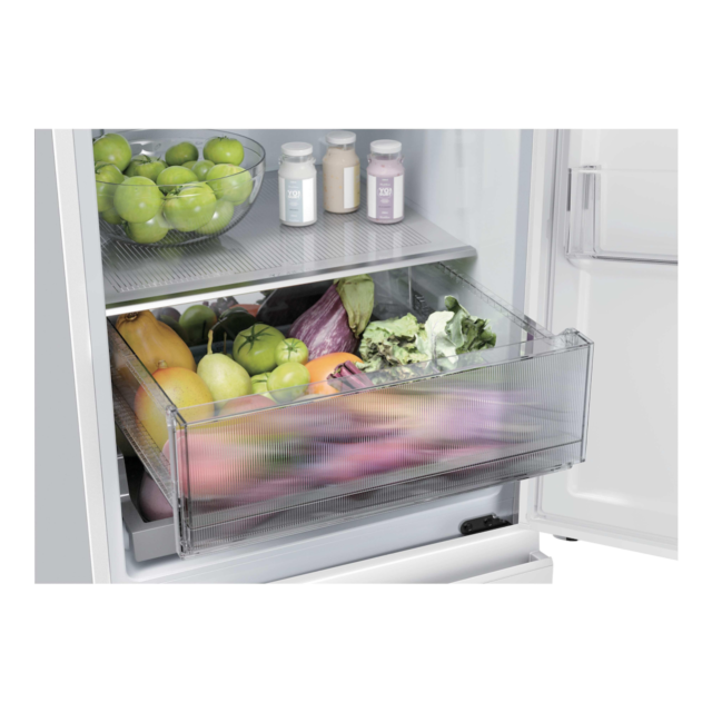 Haier HTR3518DNGWK 3D 55 Series 3 Freestanding Fridge Freezer - White Glass - D Rated