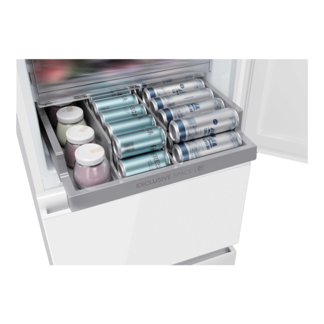 Haier HTR3518DNGWK 3D 55 Series 3 Freestanding Fridge Freezer - White Glass - D Rated