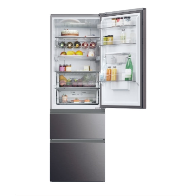 Haier HTW5618EWMP 3D 60 Series 5 Freestanding Fridge Freezer - Dark Inox - E Rated