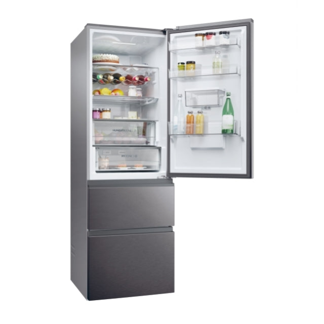 Haier HTW5618EWMP 3D 60 Series 5 Freestanding Fridge Freezer - Dark Inox - E Rated