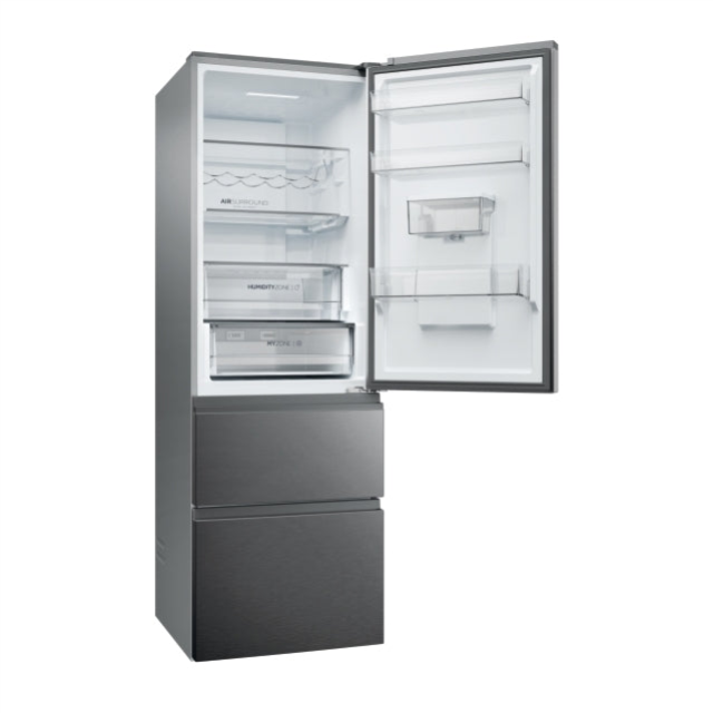 Haier HTW5618EWMP 3D 60 Series 5 Freestanding Fridge Freezer - Dark Inox - E Rated