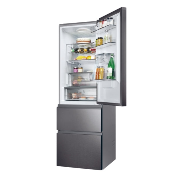 Haier HTW5618EWMP 3D 60 Series 5 Freestanding Fridge Freezer - Dark Inox - E Rated