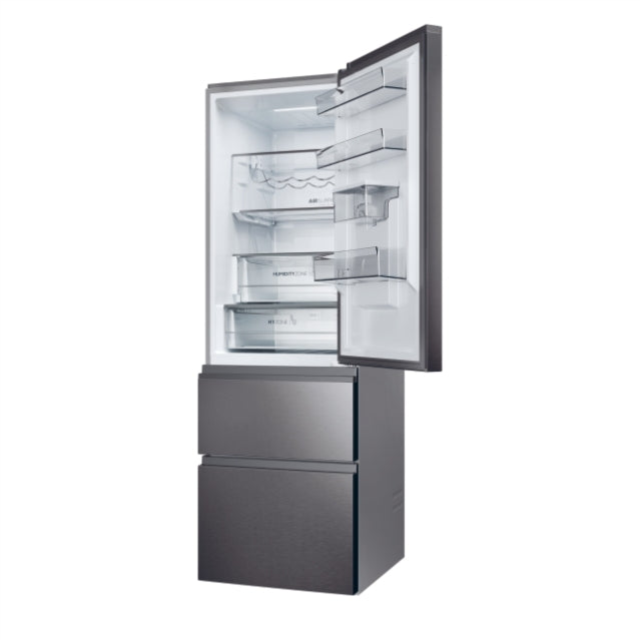 Haier HTW5618EWMP 3D 60 Series 5 Freestanding Fridge Freezer - Dark Inox - E Rated